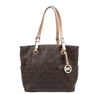 Michael Kors Brown Signature Jet Set Tote Shoulder Bag